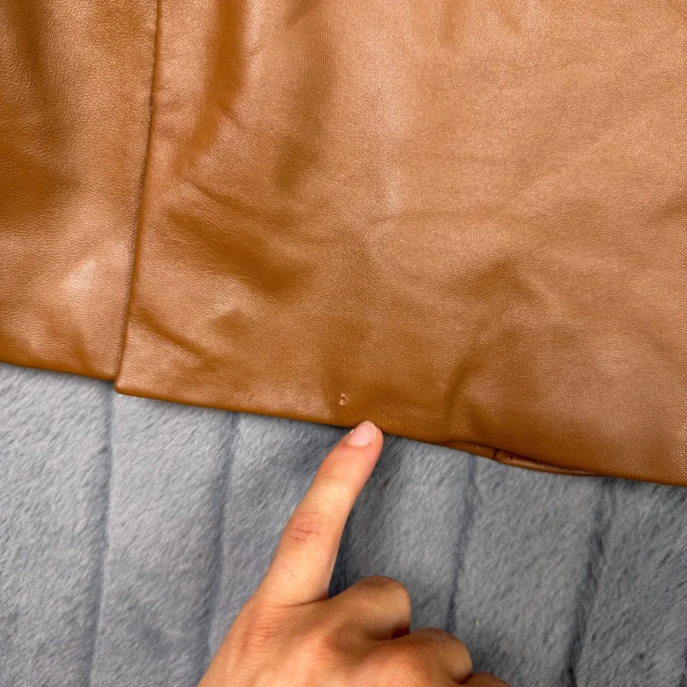Bachrach Leather Blazer Mens Large Cognac Brown 3-Button Sport Coat Jacket 9186